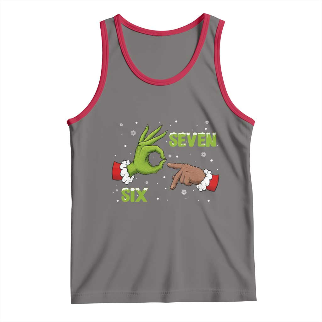 Funny Green And Bigfoot Six Seven Meme Tank Top Christmas Trend Gift TS12 Deep Heather Red Print Your Wear