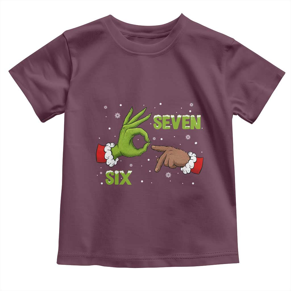 Funny Green And Bigfoot Six Seven Meme Toddler T Shirt Christmas Trend Gift TS12 Maroon Print Your Wear