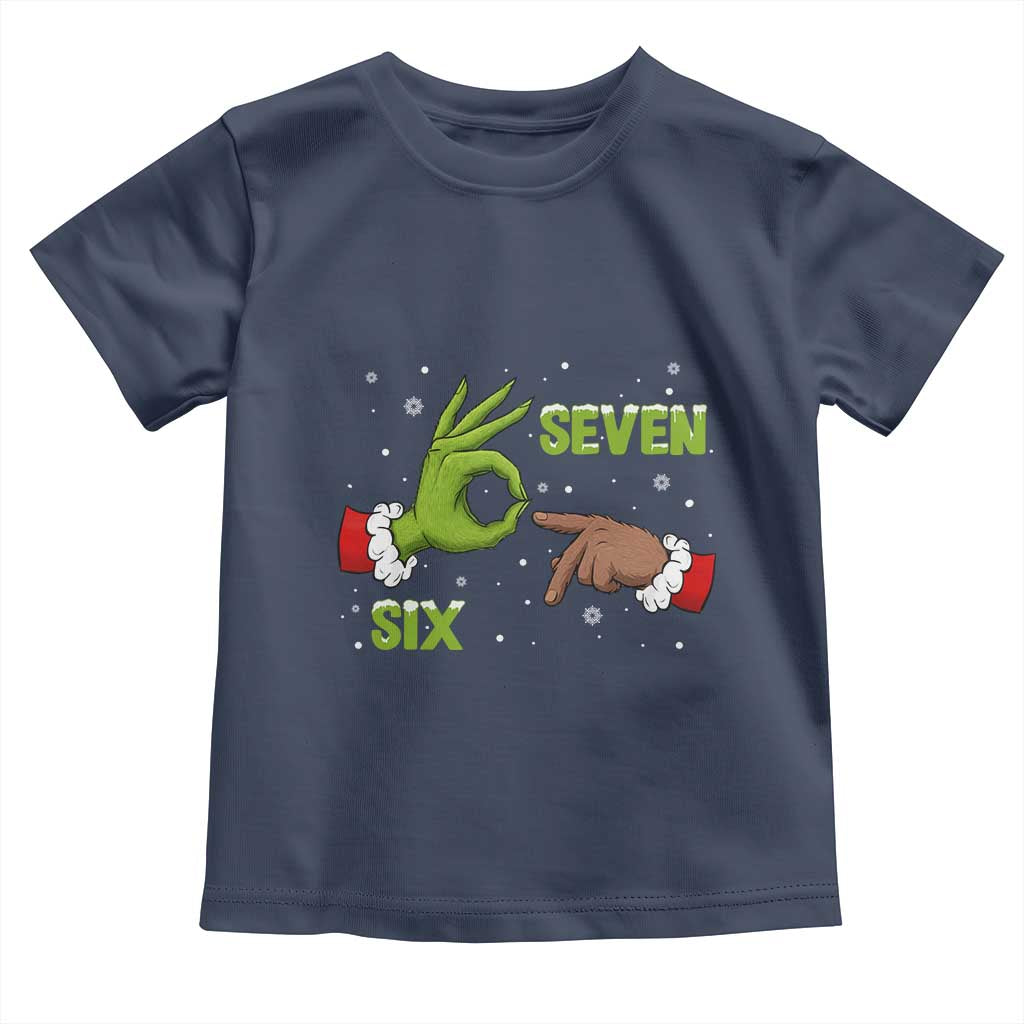 Funny Green And Bigfoot Six Seven Meme Toddler T Shirt Christmas Trend Gift TS12 Navy Print Your Wear