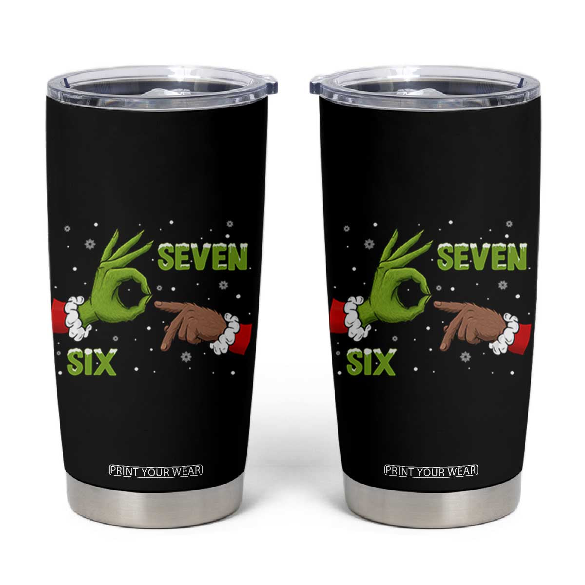 Funny Green And Bigfoot Six Seven Meme Tumbler Cup Christmas Trend Gift TS12 Black Print Your Wear
