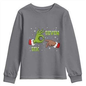 Funny Green And Bigfoot Six Seven Meme Youth Sweatshirt Christmas Trend Gift TS12 Charcoal Print Your Wear
