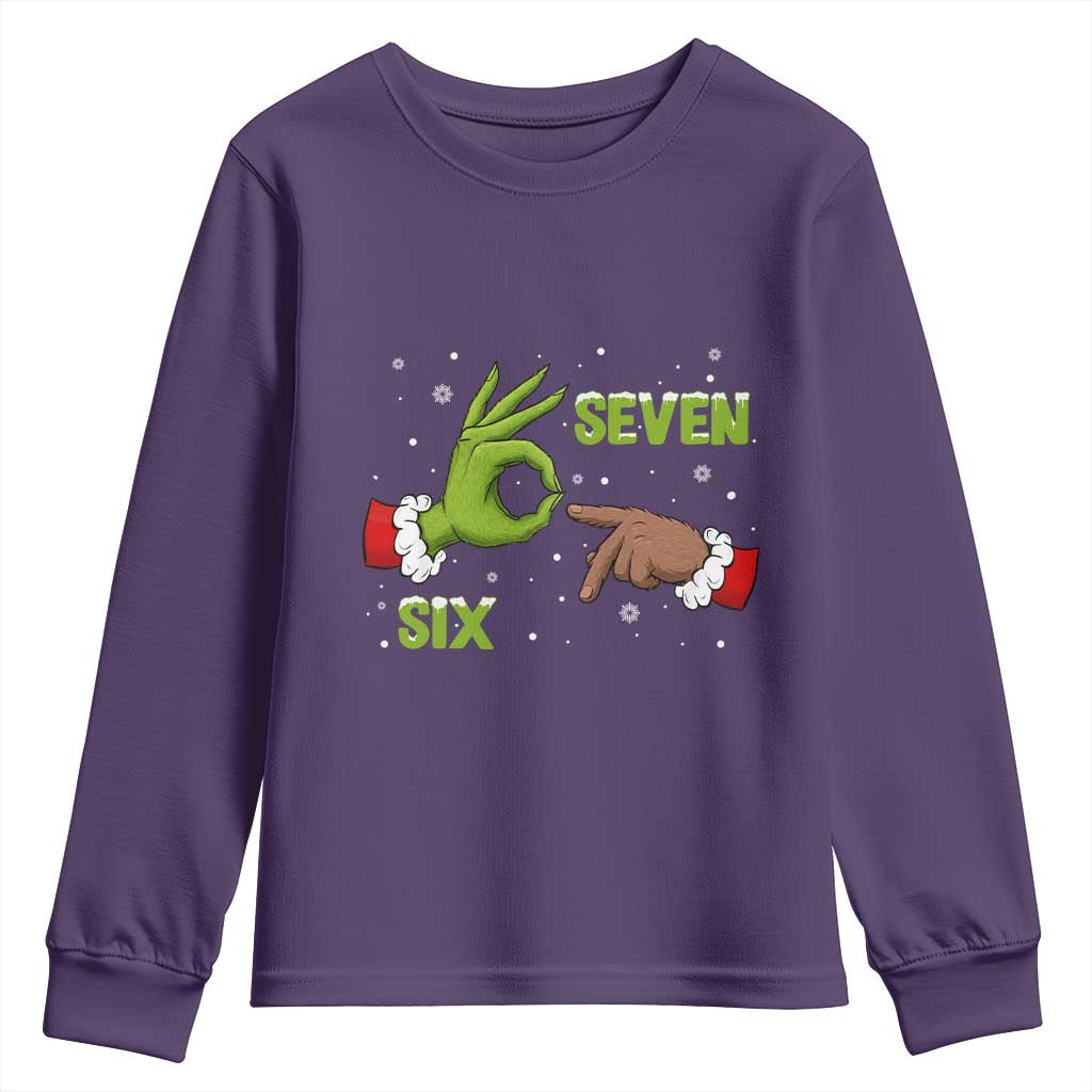 Funny Green And Bigfoot Six Seven Meme Youth Sweatshirt Christmas Trend Gift TS12 Purple Print Your Wear