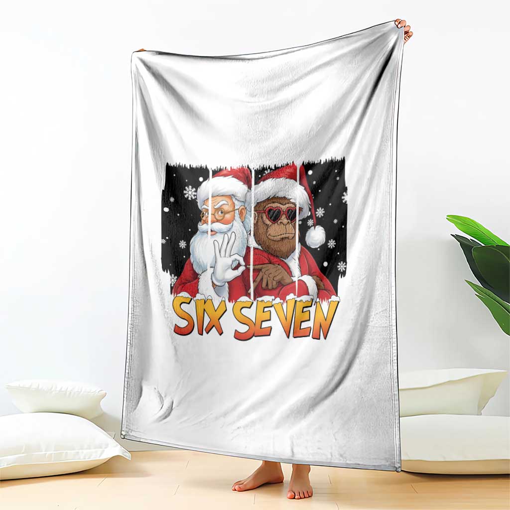 Six Seven Meme Santa Bigfoot Throw Blanket 67 Viral Gen Alpha Slang Christmas Gift TS12 Print Your Wear