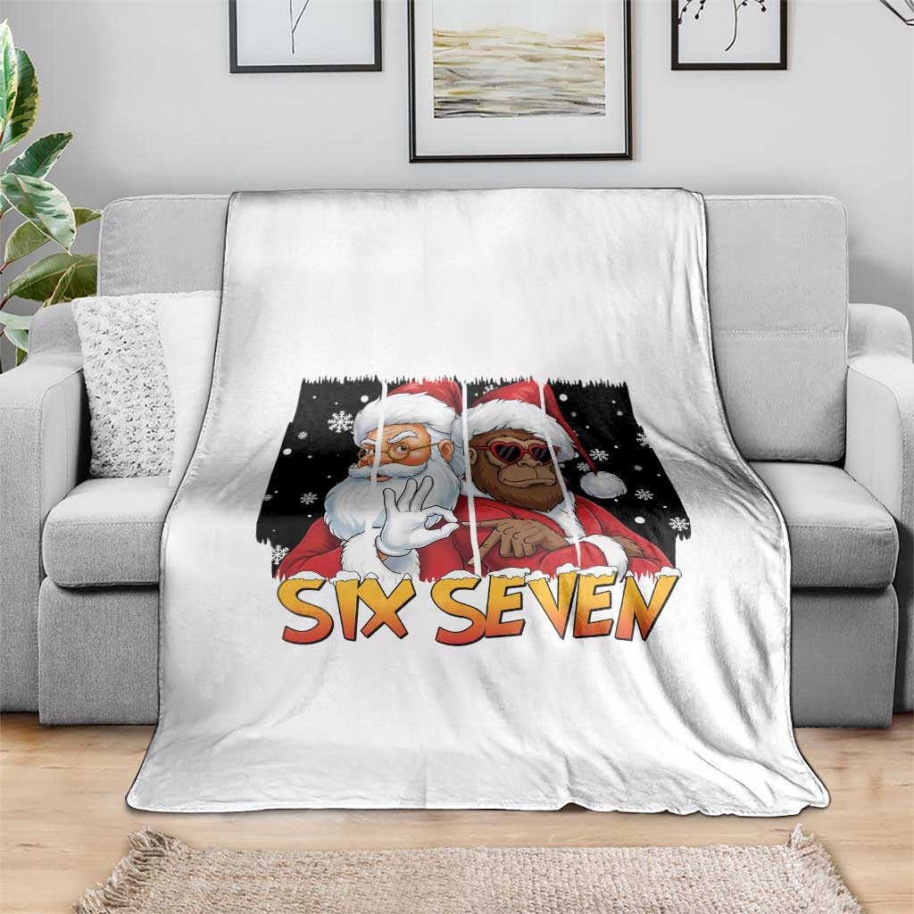 Six Seven Meme Santa Bigfoot Throw Blanket 67 Viral Gen Alpha Slang Christmas Gift TS12 Print Your Wear