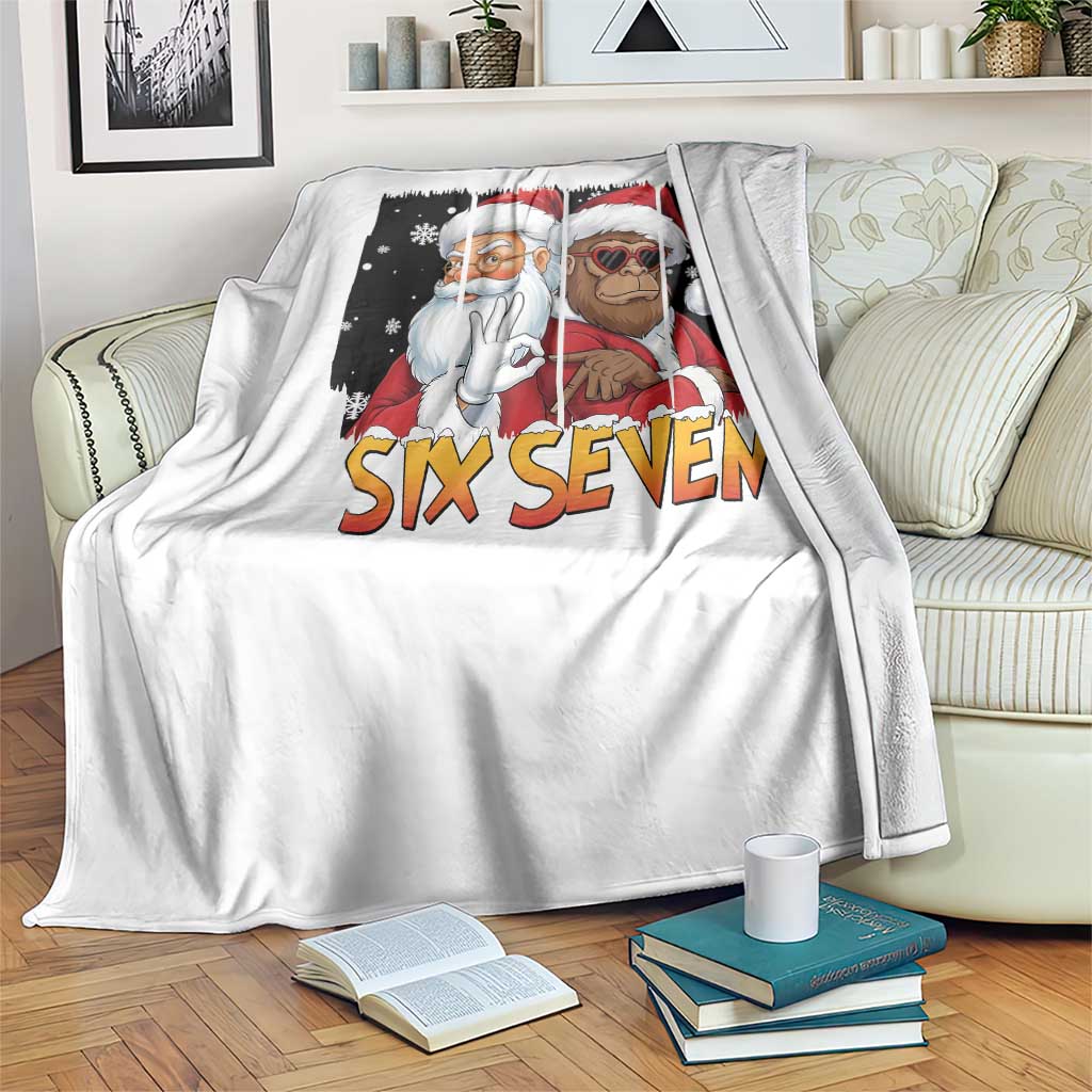 Six Seven Meme Santa Bigfoot Throw Blanket 67 Viral Gen Alpha Slang Christmas Gift TS12 Print Your Wear