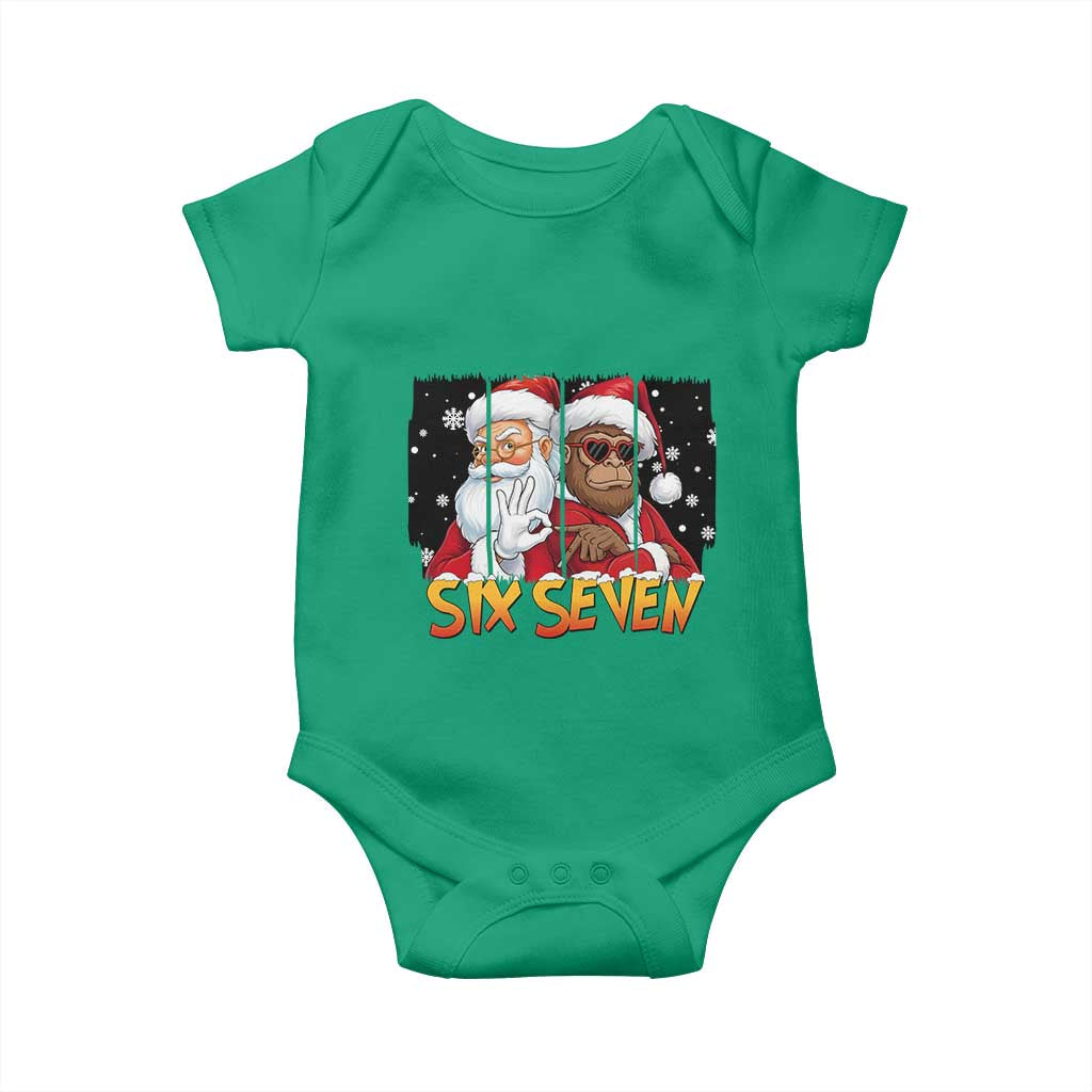 Six Seven Meme Santa Bigfoot Baby Onesie 67 Viral Gen Alpha Slang Christmas Gift TS12 Irish Green Print Your Wear