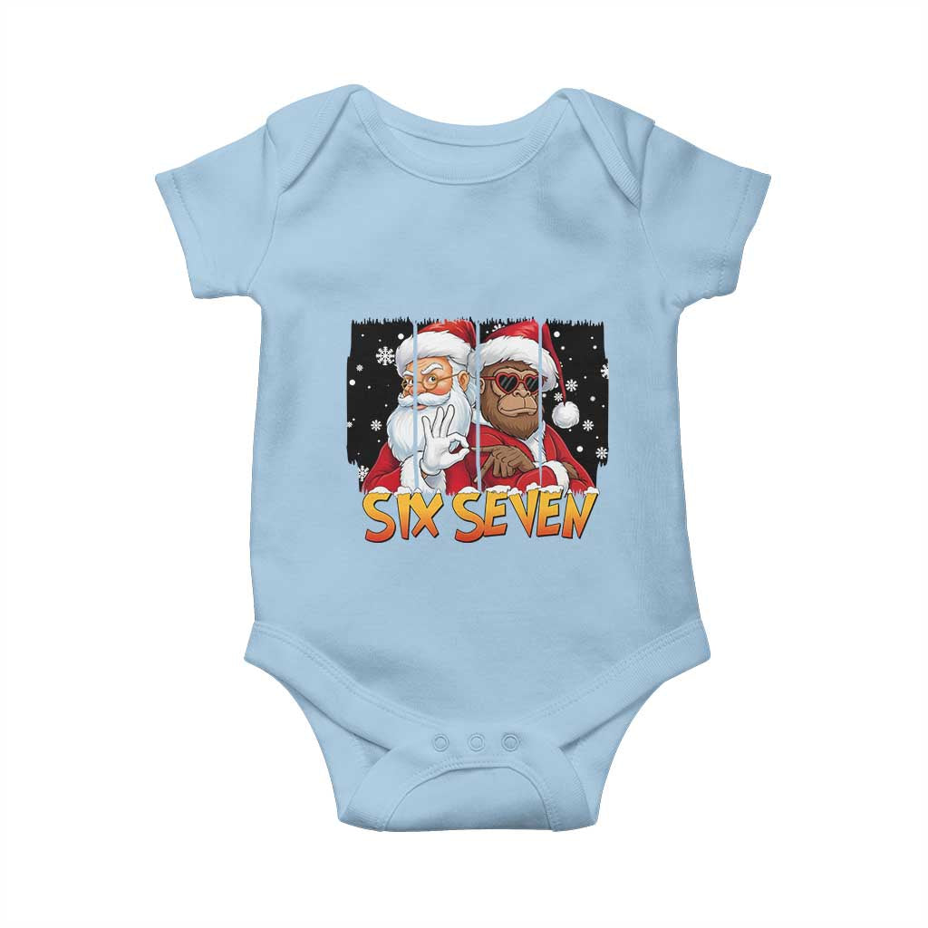 Six Seven Meme Santa Bigfoot Baby Onesie 67 Viral Gen Alpha Slang Christmas Gift TS12 Light Blue Print Your Wear