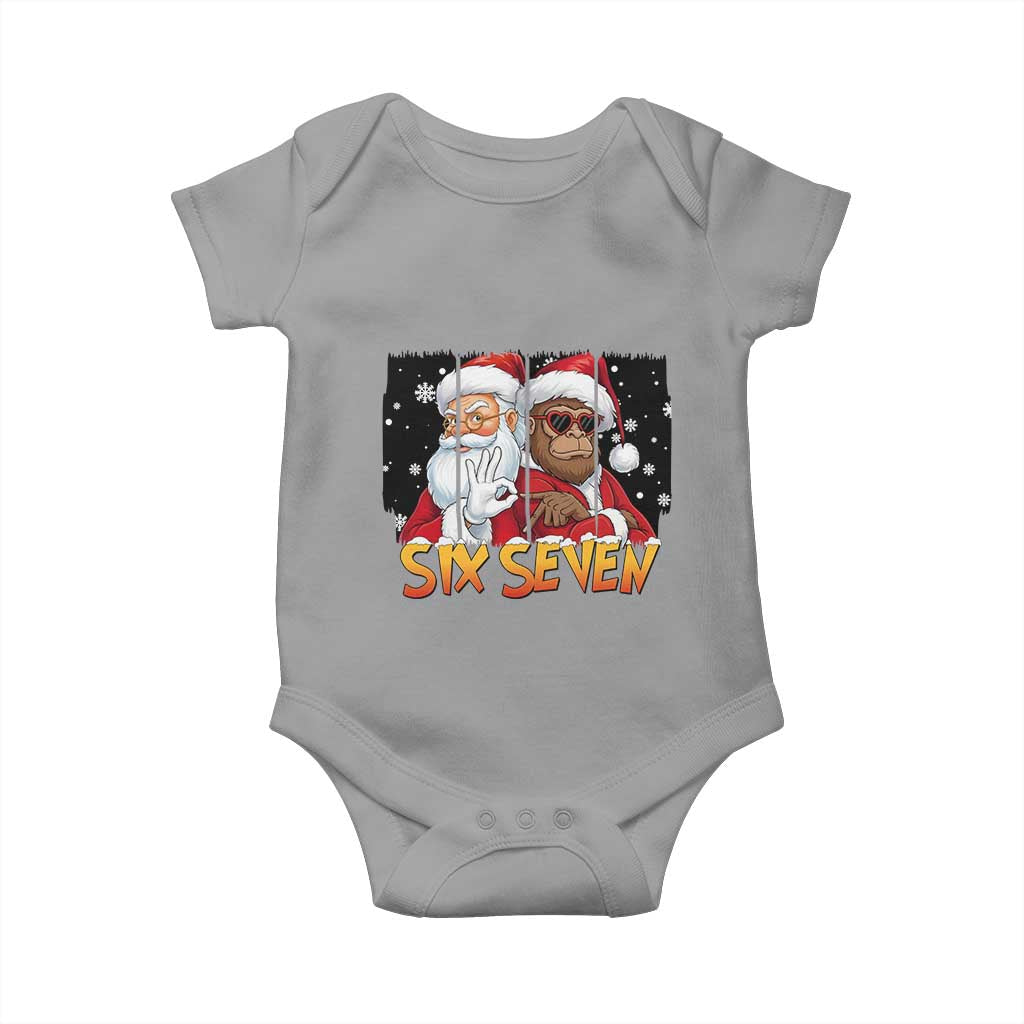 Six Seven Meme Santa Bigfoot Baby Onesie 67 Viral Gen Alpha Slang Christmas Gift TS12 Sport Gray Print Your Wear