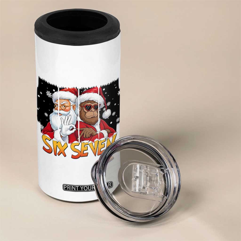 Six Seven Meme Santa Bigfoot 4 in 1 Can Cooler Tumbler 67 Viral Gen Alpha Slang Christmas Gift TS12 Print Your Wear