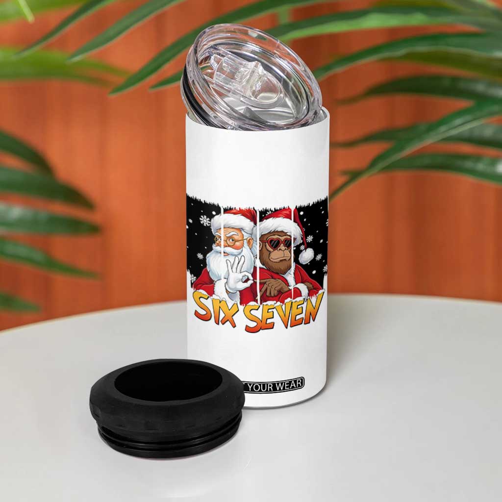 Six Seven Meme Santa Bigfoot 4 in 1 Can Cooler Tumbler 67 Viral Gen Alpha Slang Christmas Gift TS12 Print Your Wear