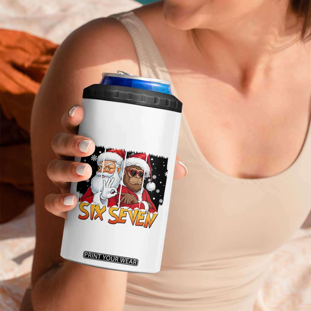 Six Seven Meme Santa Bigfoot 4 in 1 Can Cooler Tumbler 67 Viral Gen Alpha Slang Christmas Gift TS12 Print Your Wear