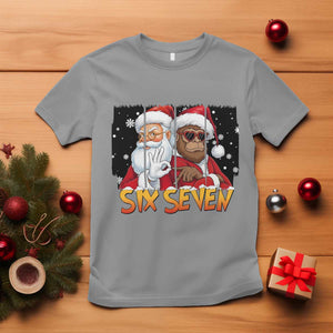 Six Seven Meme Santa Bigfoot T Shirt 67 Viral Gen Alpha Slang Christmas Gift TS12 Sport Gray Print Your Wear