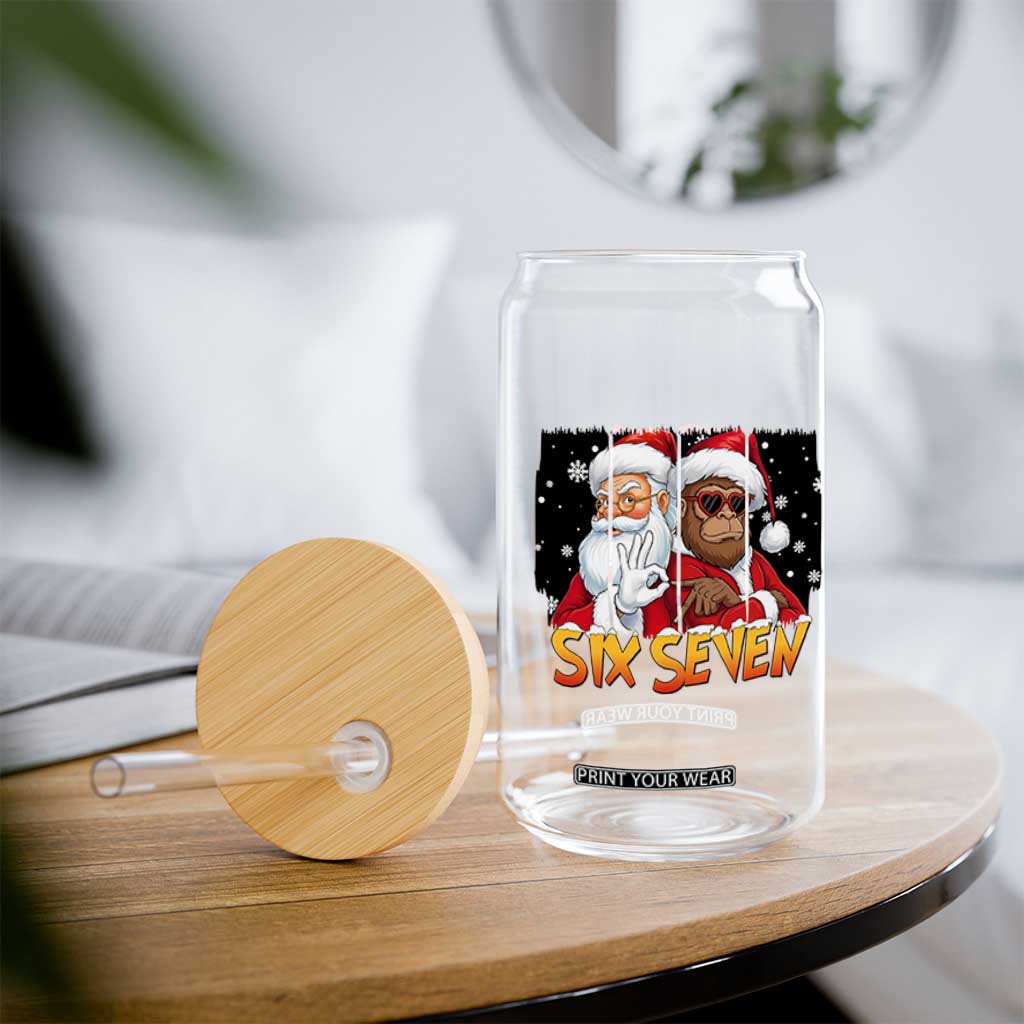 Six Seven Meme Santa Bigfoot Glass Can 67 Viral Gen Alpha Slang Christmas Gift TS12 Print Your Wear