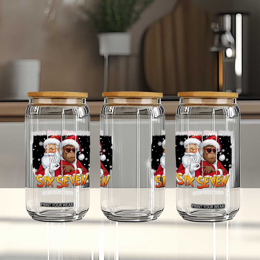 Six Seven Meme Santa Bigfoot Glass Can 67 Viral Gen Alpha Slang Christmas Gift TS12 Print Your Wear