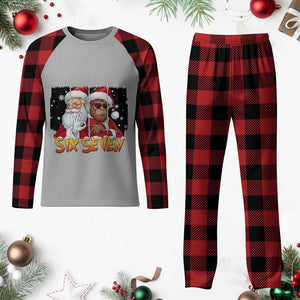 Six Seven Meme Santa Bigfoot Plaid Pajama Set 67 Viral Gen Alpha Slang Christmas Gift TS12 Buffalo Plaid Print Your Wear