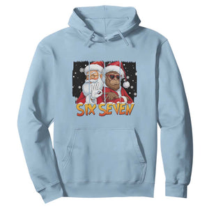 Six Seven Meme Santa Bigfoot Hoodie 67 Viral Gen Alpha Slang Christmas Gift TS12 Light Blue Print Your Wear