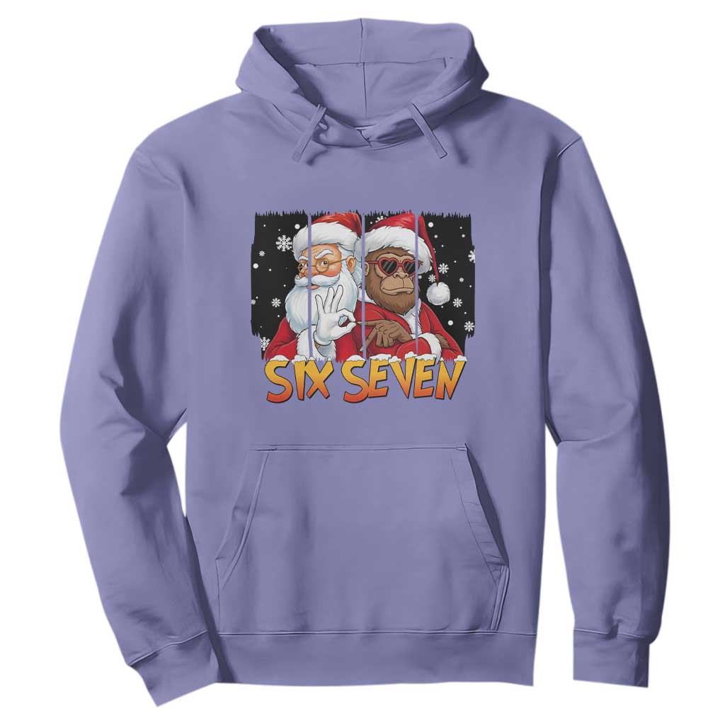 Six Seven Meme Santa Bigfoot Hoodie 67 Viral Gen Alpha Slang Christmas Gift TS12 Violet Print Your Wear