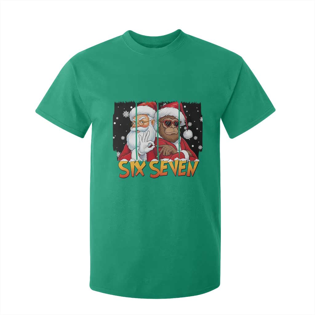 Six Seven Meme Santa Bigfoot T Shirt For Kid 67 Viral Gen Alpha Slang Christmas Gift TS12 Irish Green Print Your Wear