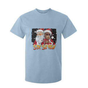 Six Seven Meme Santa Bigfoot T Shirt For Kid 67 Viral Gen Alpha Slang Christmas Gift TS12 Light Blue Print Your Wear