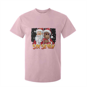 Six Seven Meme Santa Bigfoot T Shirt For Kid 67 Viral Gen Alpha Slang Christmas Gift TS12 Light Pink Print Your Wear