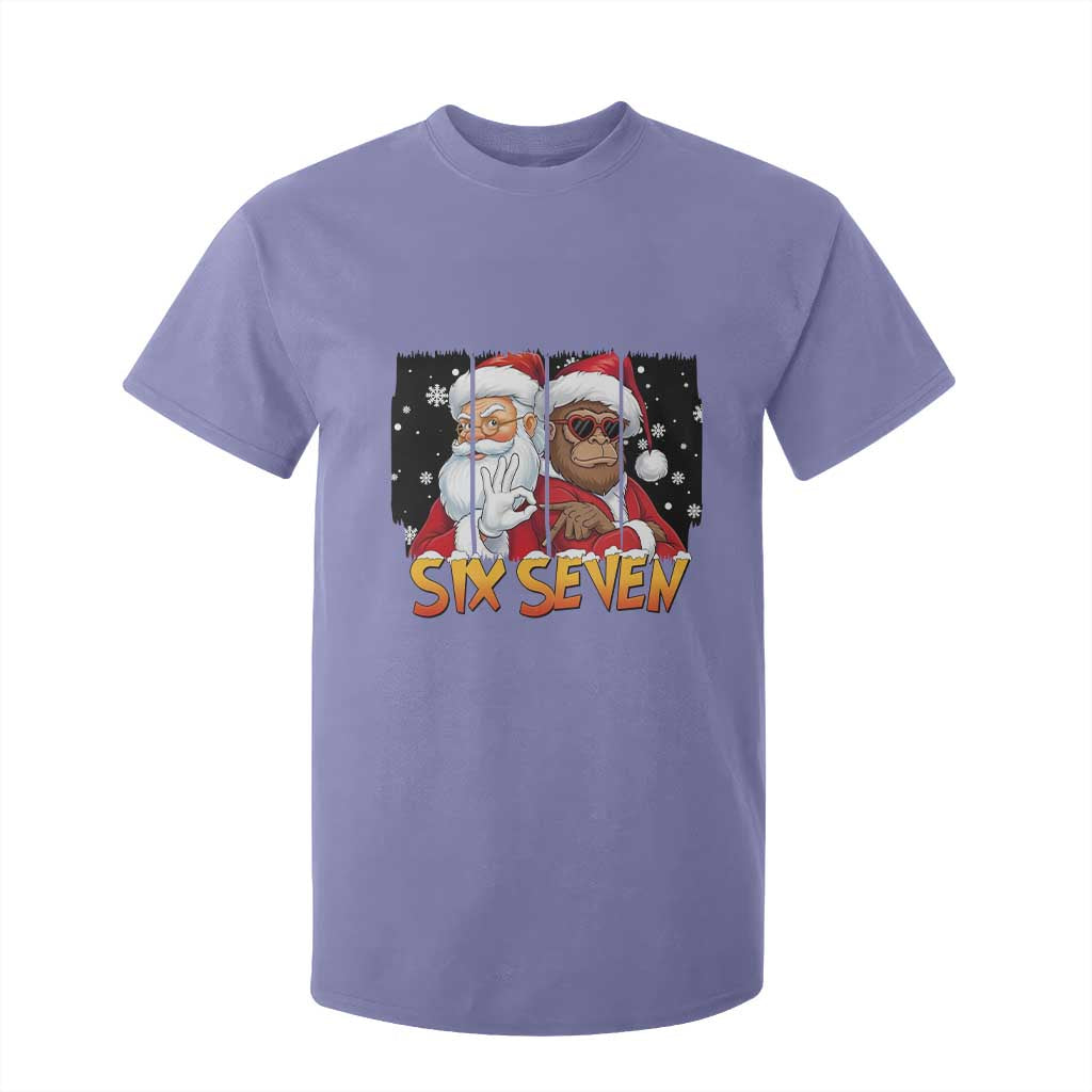 Six Seven Meme Santa Bigfoot T Shirt For Kid 67 Viral Gen Alpha Slang Christmas Gift TS12 Violet Print Your Wear