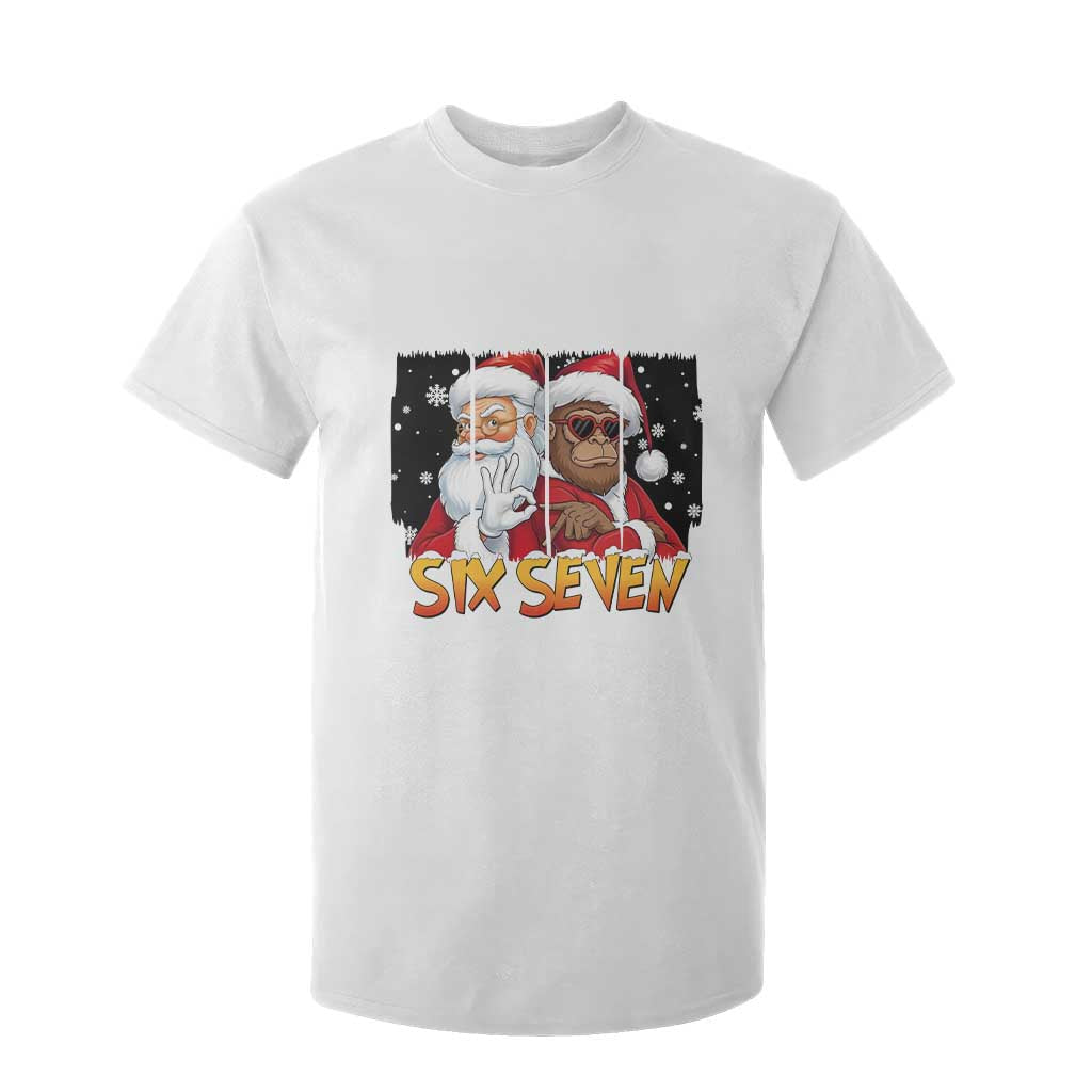 Six Seven Meme Santa Bigfoot T Shirt For Kid 67 Viral Gen Alpha Slang Christmas Gift TS12 White Print Your Wear