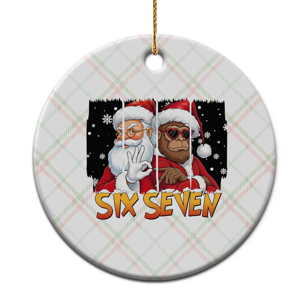 Six Seven Meme Santa Bigfoot Ceramic Ornament 67 Viral Gen Alpha Slang Christmas Gift TS12 1pc Christmas Plaid Print Your Wear