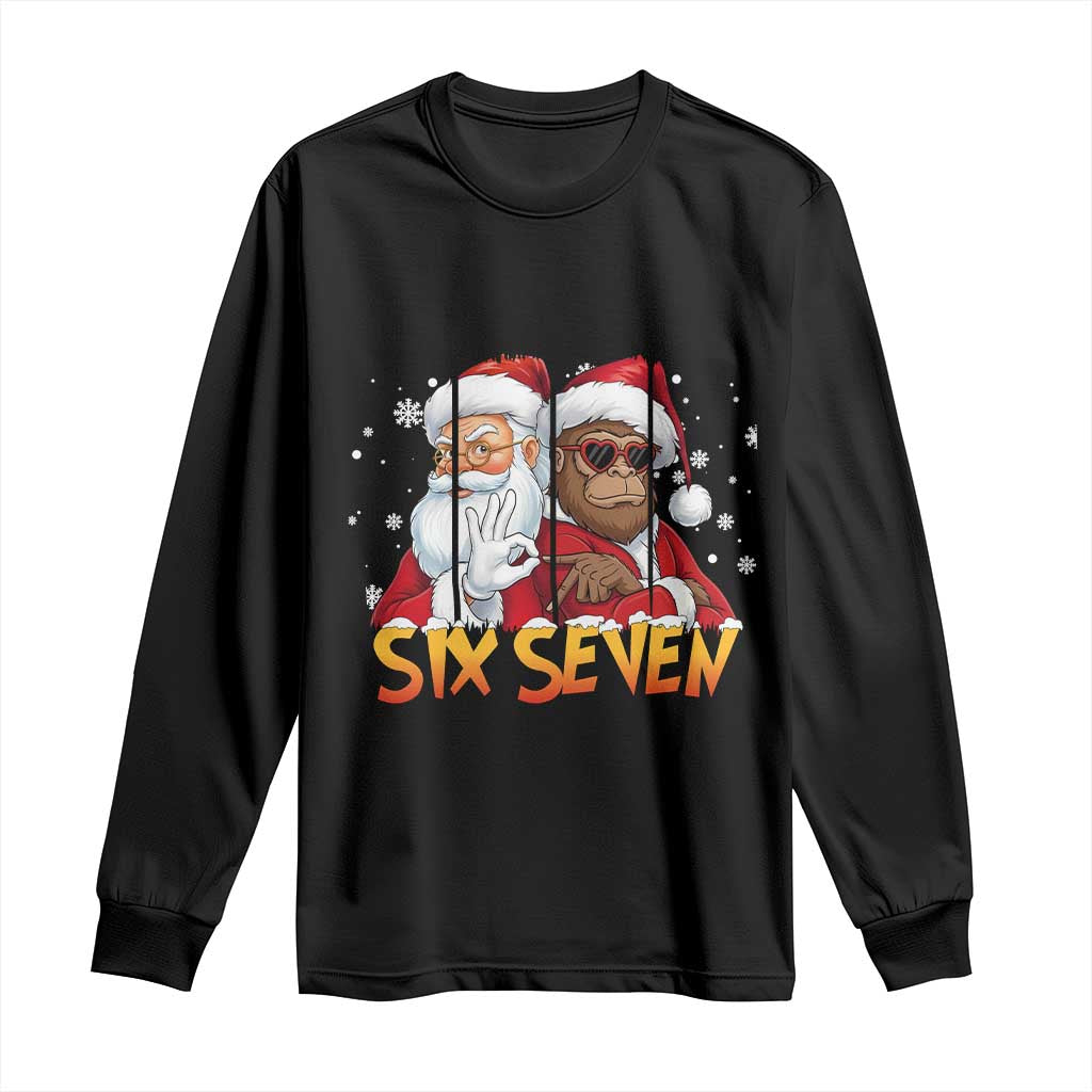 Six Seven Meme Santa Bigfoot Long Sleeve Shirt 67 Viral Gen Alpha Slang Christmas Gift TS12 Black Print Your Wear
