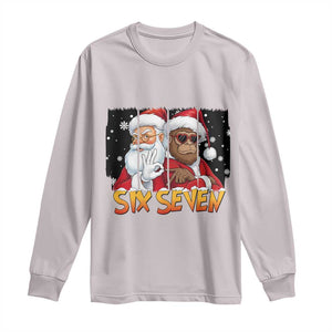 Six Seven Meme Santa Bigfoot Long Sleeve Shirt 67 Viral Gen Alpha Slang Christmas Gift TS12 Ice Gray Print Your Wear