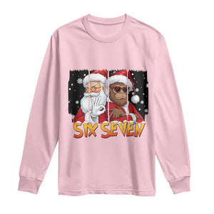 Six Seven Meme Santa Bigfoot Long Sleeve Shirt 67 Viral Gen Alpha Slang Christmas Gift TS12 Light Pink Print Your Wear