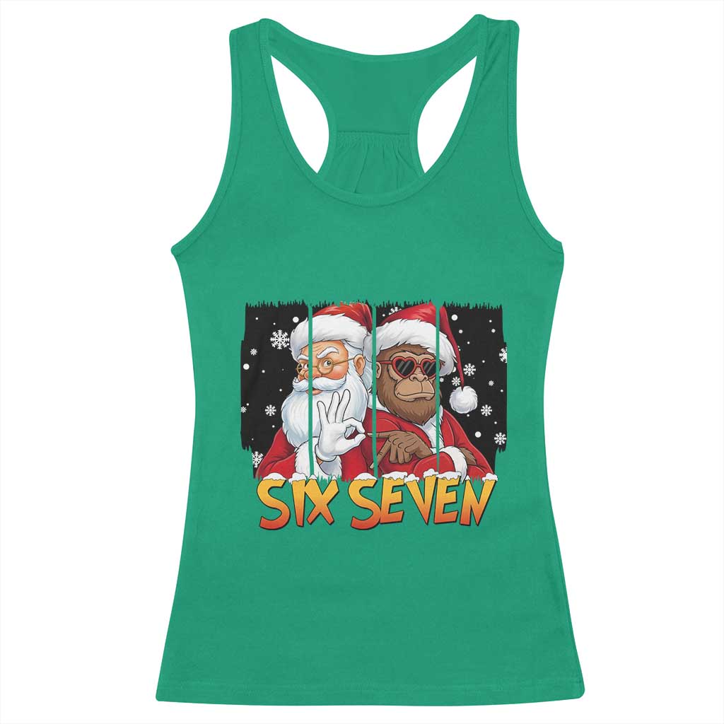 Six Seven Meme Santa Bigfoot Racerback Tank Top 67 Viral Gen Alpha Slang Christmas Gift TS12 Irish Green Print Your Wear