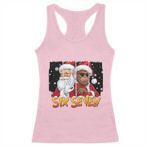 Six Seven Meme Santa Bigfoot Racerback Tank Top 67 Viral Gen Alpha Slang Christmas Gift TS12 Light Pink Print Your Wear