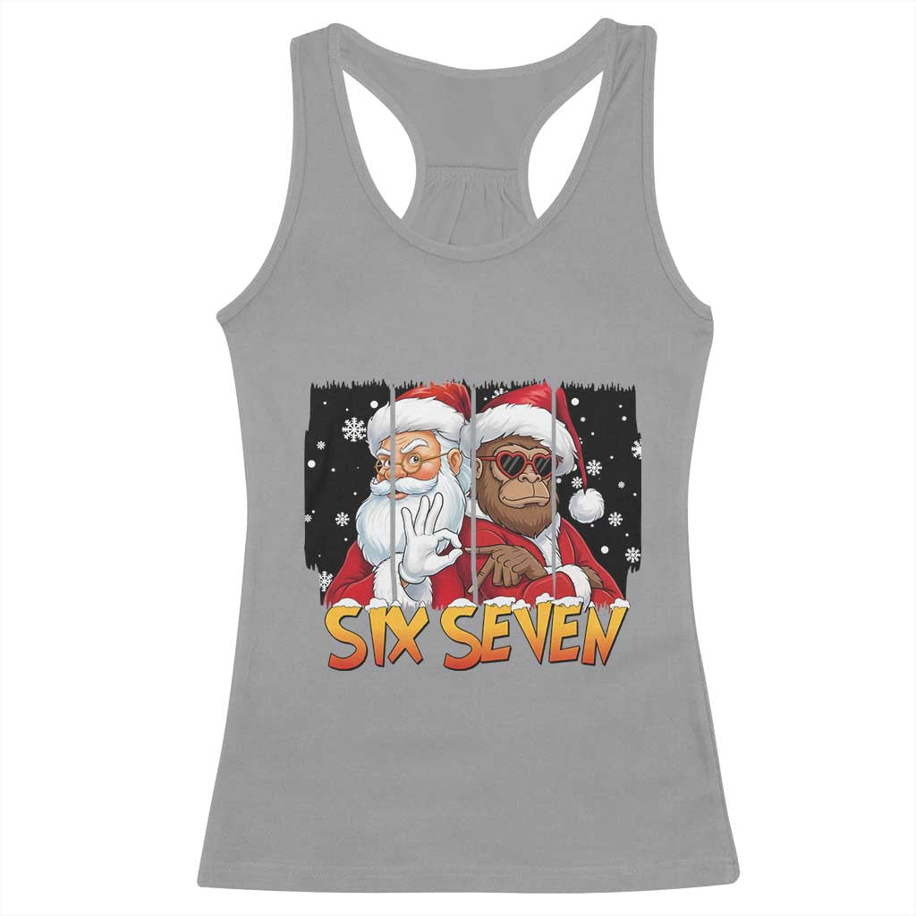 Six Seven Meme Santa Bigfoot Racerback Tank Top 67 Viral Gen Alpha Slang Christmas Gift TS12 Sport Gray Print Your Wear
