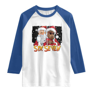 Six Seven Meme Santa Bigfoot Raglan Shirt 67 Viral Gen Alpha Slang Christmas Gift TS12 White Royal Print Your Wear