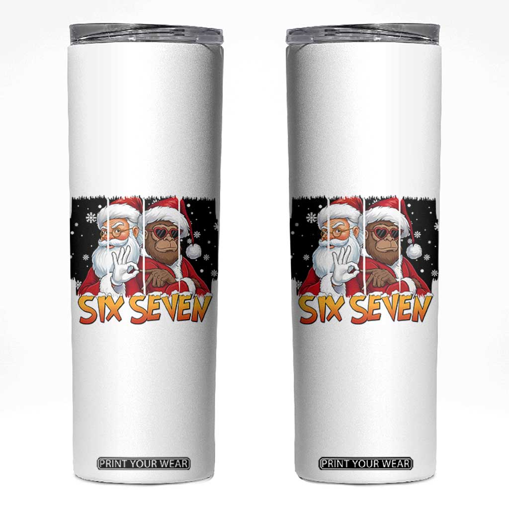 Six Seven Meme Santa Bigfoot Skinny Tumbler 67 Viral Gen Alpha Slang Christmas Gift TS12 White Print Your Wear