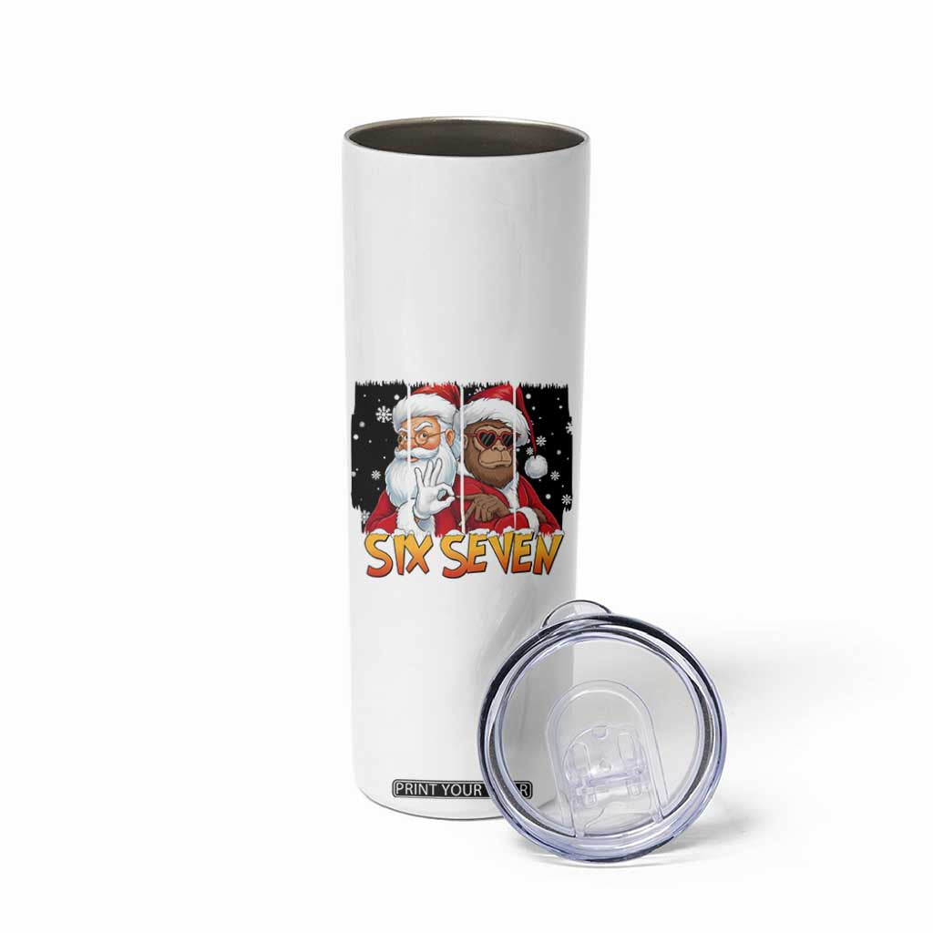 Six Seven Meme Santa Bigfoot Skinny Tumbler 67 Viral Gen Alpha Slang Christmas Gift TS12 Print Your Wear