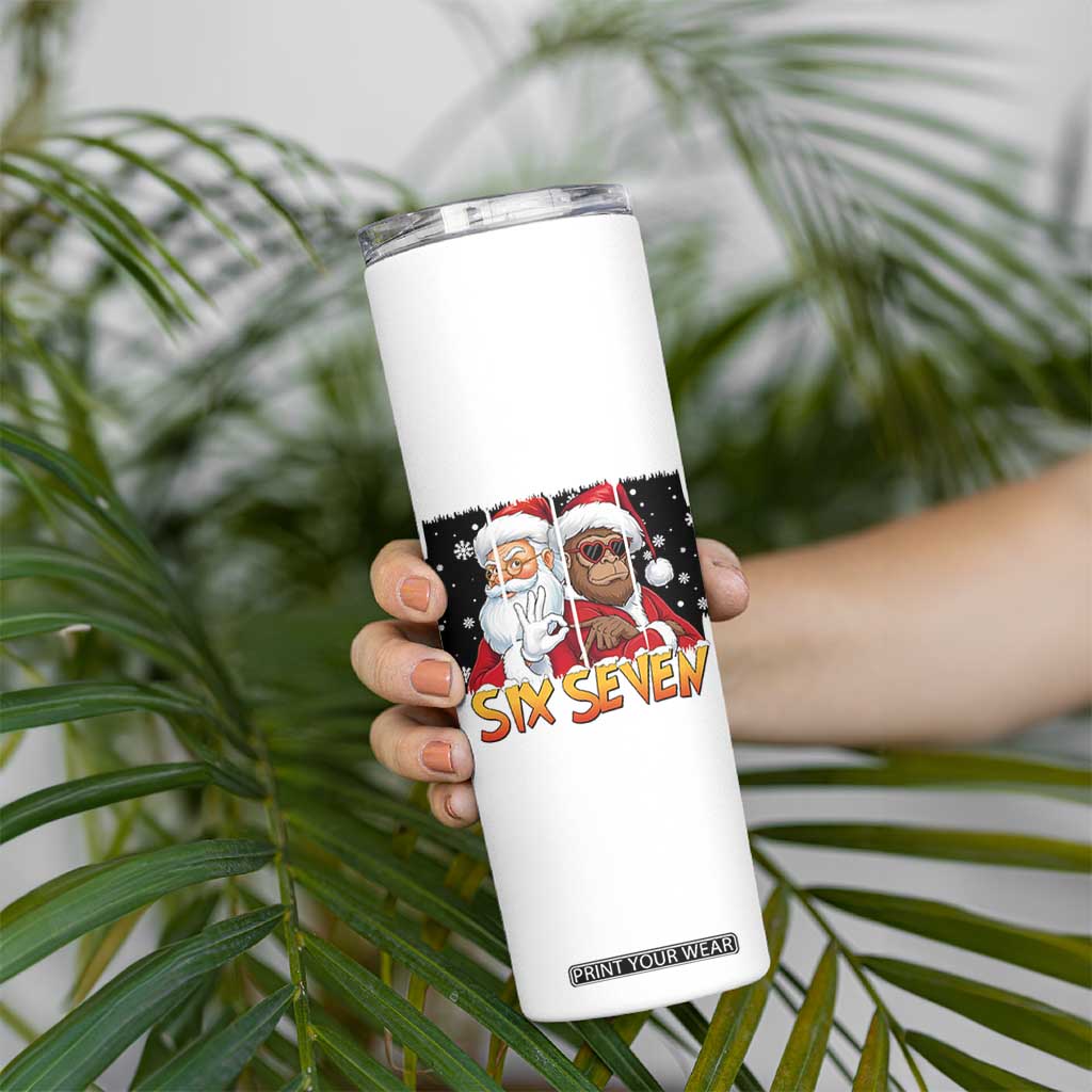 Six Seven Meme Santa Bigfoot Skinny Tumbler 67 Viral Gen Alpha Slang Christmas Gift TS12 Print Your Wear