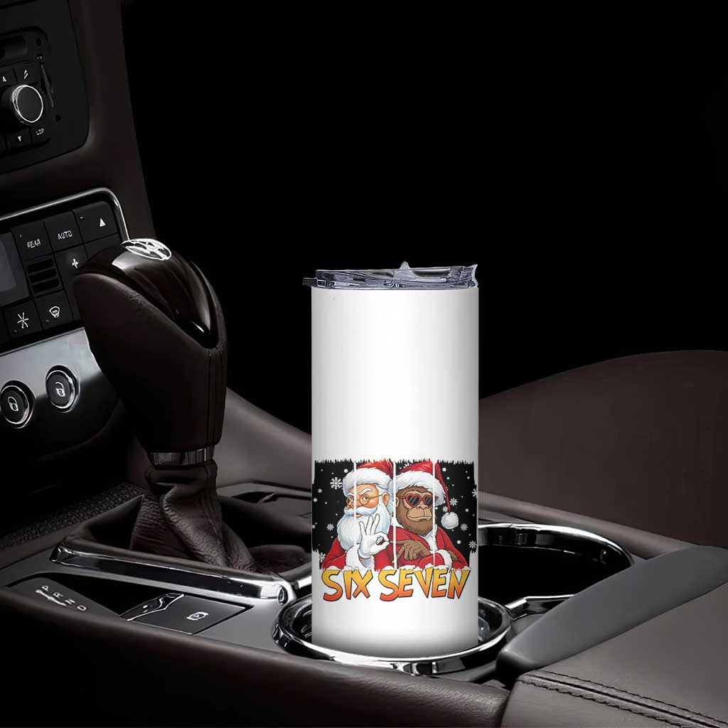 Six Seven Meme Santa Bigfoot Skinny Tumbler 67 Viral Gen Alpha Slang Christmas Gift TS12 Print Your Wear