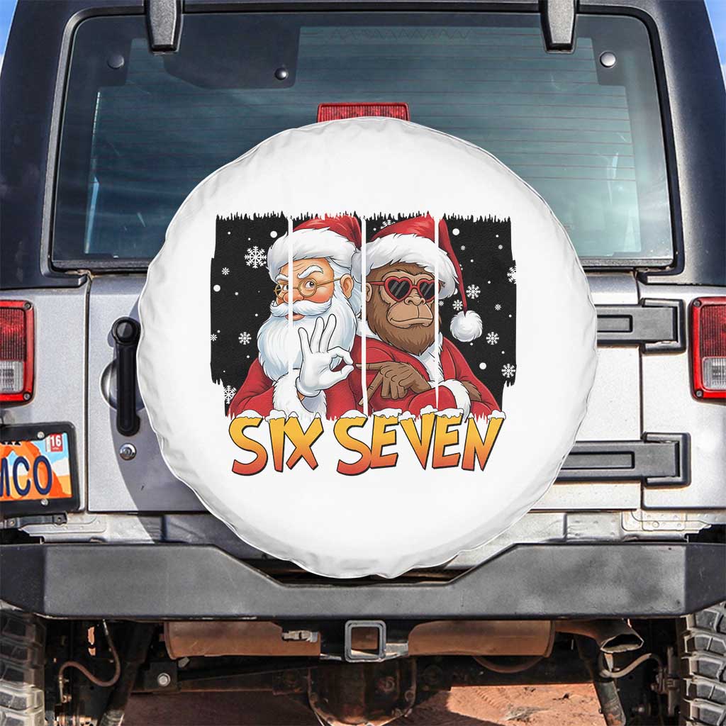 Six Seven Meme Santa Bigfoot Spare Tire Cover 67 Viral Gen Alpha Slang Christmas Gift TS12 No hole White Print Your Wear