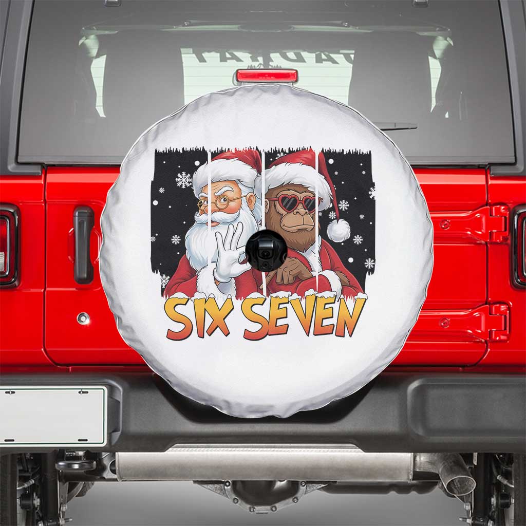 Six Seven Meme Santa Bigfoot Spare Tire Cover 67 Viral Gen Alpha Slang Christmas Gift TS12 White Print Your Wear