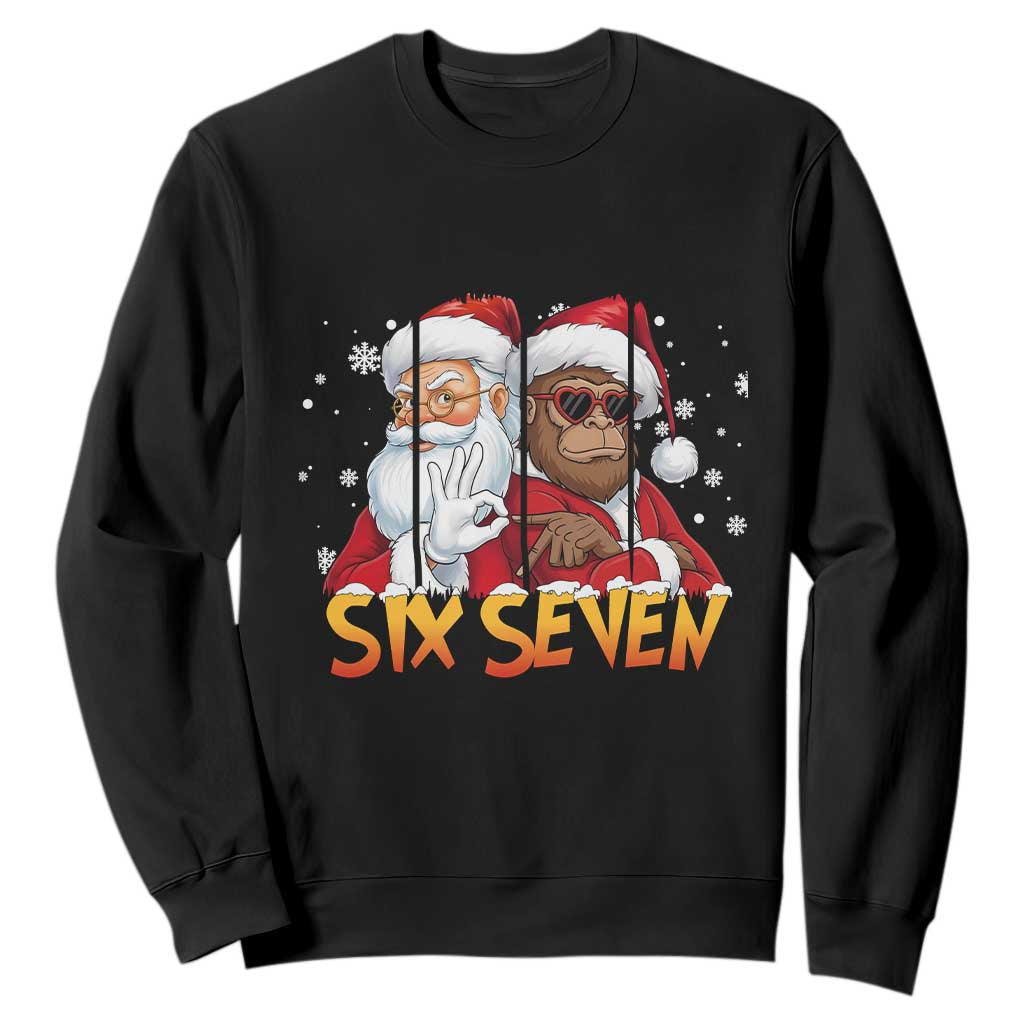 Six Seven Meme Santa Bigfoot Sweatshirt 67 Viral Gen Alpha Slang Christmas Gift TS12 Black Print Your Wear