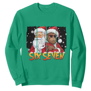 Six Seven Meme Santa Bigfoot Sweatshirt 67 Viral Gen Alpha Slang Christmas Gift TS12 Irish Green Print Your Wear