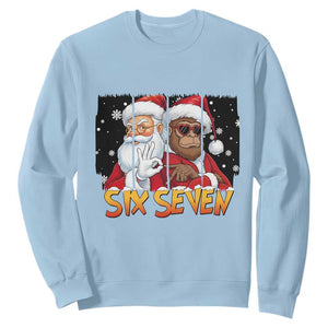 Six Seven Meme Santa Bigfoot Sweatshirt 67 Viral Gen Alpha Slang Christmas Gift TS12 Light Blue Print Your Wear