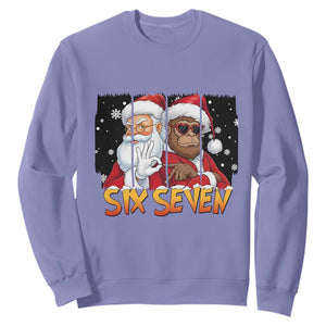 Six Seven Meme Santa Bigfoot Sweatshirt 67 Viral Gen Alpha Slang Christmas Gift TS12 Violet Print Your Wear