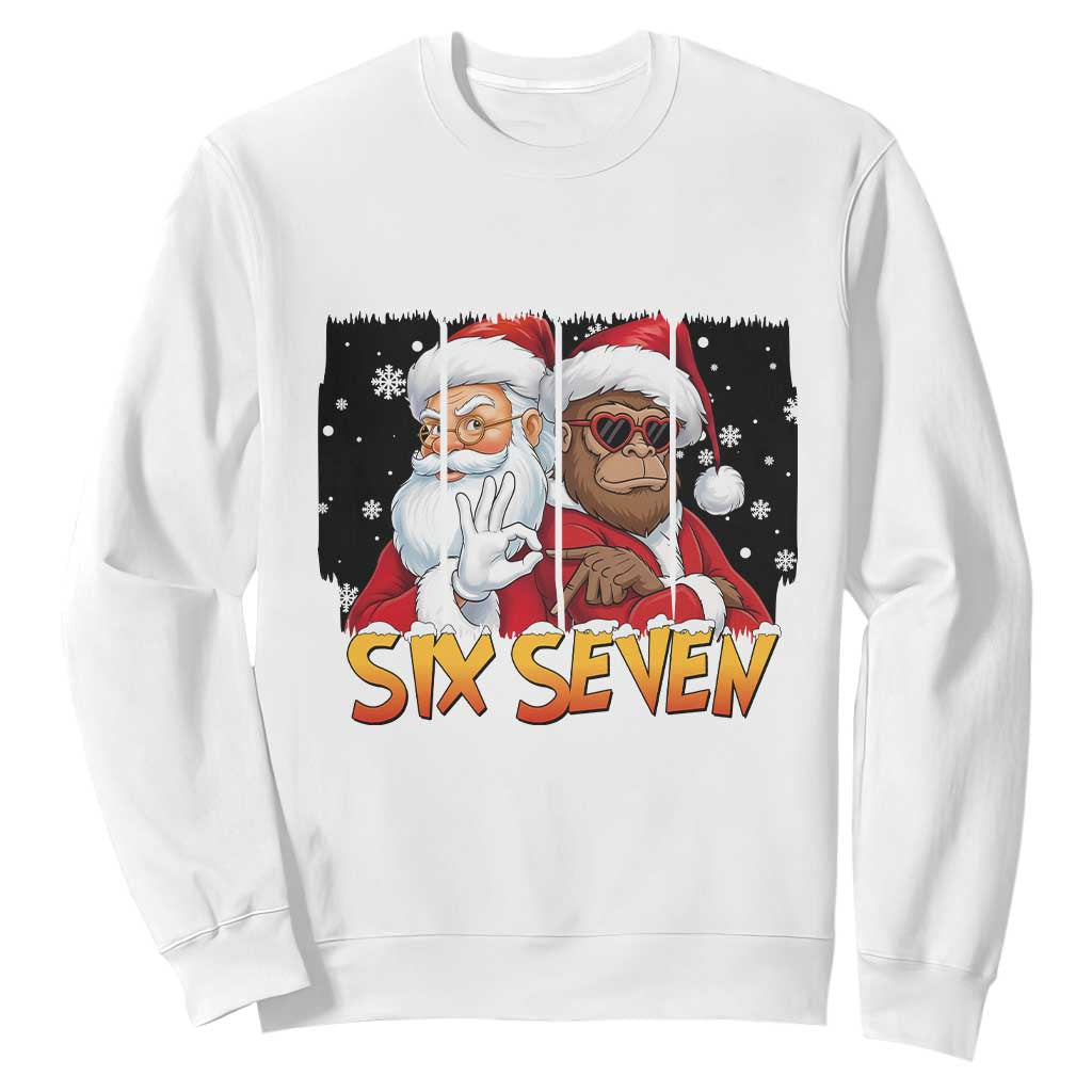 Six Seven Meme Santa Bigfoot Sweatshirt 67 Viral Gen Alpha Slang Christmas Gift TS12 White Print Your Wear
