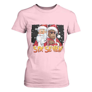 Six Seven Meme Santa Bigfoot T Shirt For Women 67 Viral Gen Alpha Slang Christmas Gift TS12 Light Pink Print Your Wear