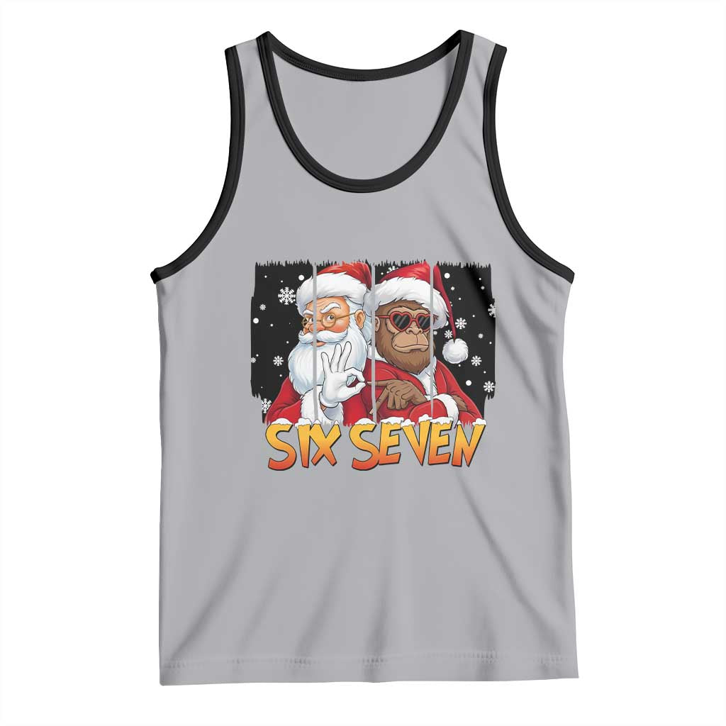 Six Seven Meme Santa Bigfoot Tank Top 67 Viral Gen Alpha Slang Christmas Gift TS12 Athletic Heather Black Print Your Wear