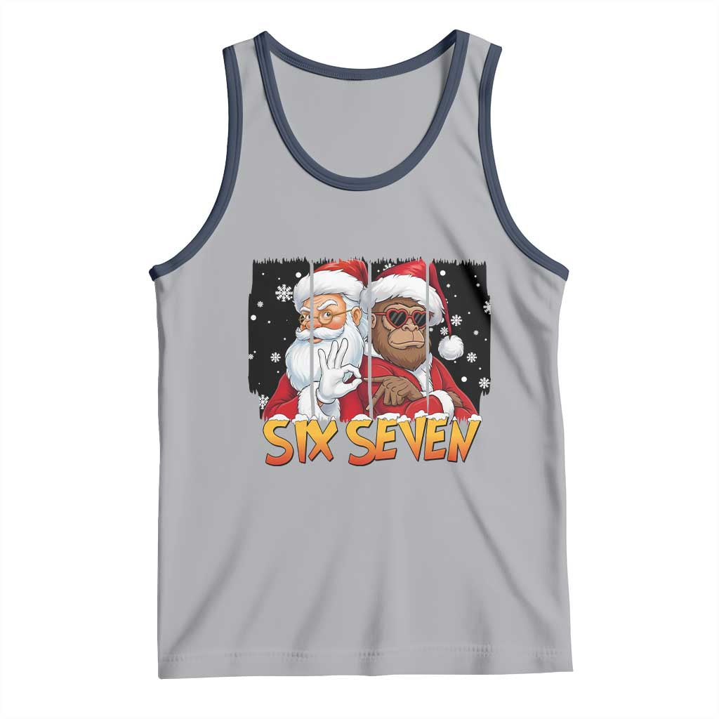 Six Seven Meme Santa Bigfoot Tank Top 67 Viral Gen Alpha Slang Christmas Gift TS12 Athletic Heather Navy Print Your Wear