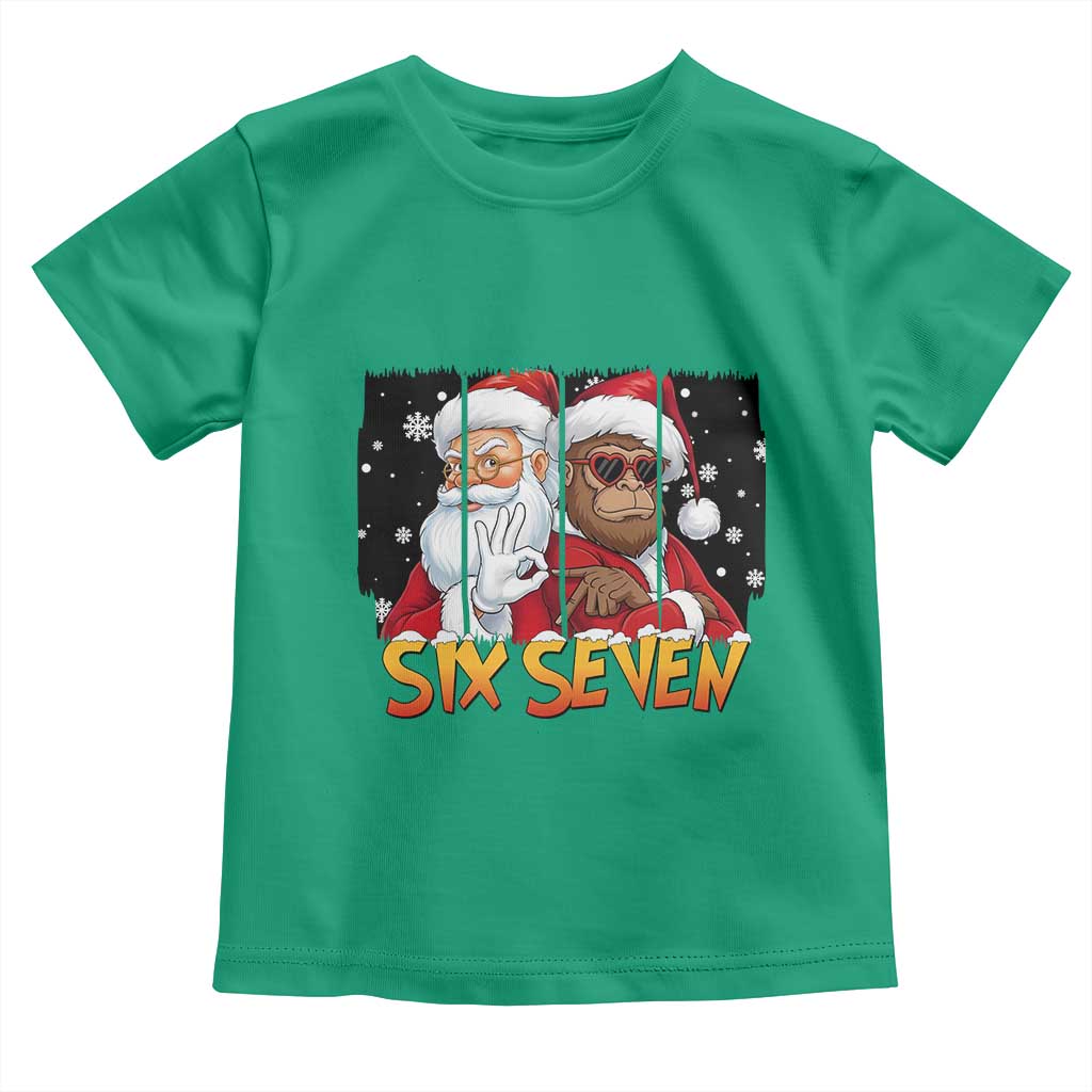 Six Seven Meme Santa Bigfoot Toddler T Shirt 67 Viral Gen Alpha Slang Christmas Gift TS12 Irish Green Print Your Wear