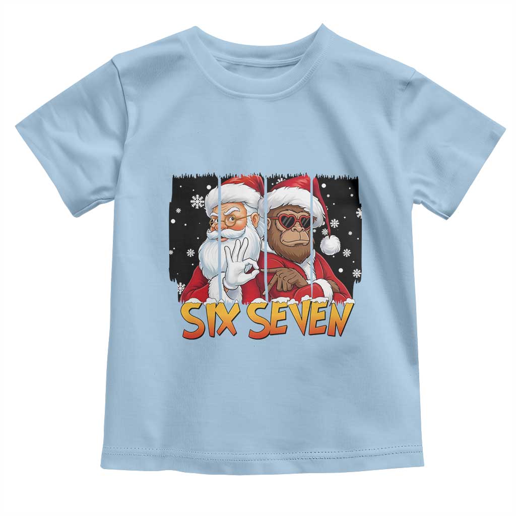 Six Seven Meme Santa Bigfoot Toddler T Shirt 67 Viral Gen Alpha Slang Christmas Gift TS12 Light Blue Print Your Wear